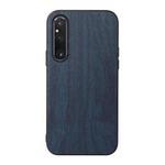 For Sony Xperia 1 V Wood Texture PU Phone Case(Blue)