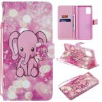 For Galaxy A71 Painting Horizontal Flip Leather Case with Holder & Card Slot & Lanyard(Pink Elephant)
