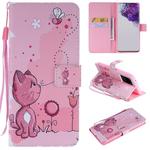 For Galaxy S20 Ultra Painting Horizontal Flip Leather Case with Holder & Card Slot & Lanyard(Cat and Bee)