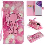 For Galaxy S20 Ultra Painting Horizontal Flip Leather Case with Holder & Card Slot & Lanyard(Pink Elephant)