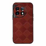 For OnePlus 11 Weave Plaid PU Phone Case(Brown)