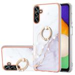 For Samsung Galaxy A35 Electroplating Marble IMD TPU Phone Case with Ring Holder(White 006)