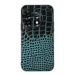 For OnePlus 11 Crocodile Texture Genuine Leather Phone Case(Cyan)