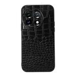 For OnePlus 11R/Ace 2 Crocodile Texture Genuine Leather Phone Case(Black)