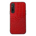 For Sony Xperia 1 V Crocodile Texture Genuine Leather Phone Case(Red)