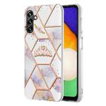 For Samsung Galaxy A34 5G Splicing Marble Flower IMD TPU Phone Case(Crown)