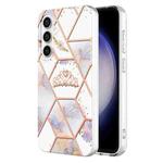 For Samsung Galaxy S23 FE 5G Splicing Marble Flower IMD TPU Phone Case(Crown)