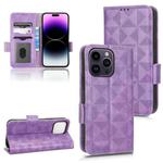 For iPhone 14 Pro Max Symmetrical Triangle Leather Phone Case(Purple)