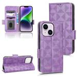 For iPhone 14 Plus Symmetrical Triangle Leather Phone Case(Purple)