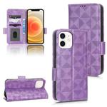 For iPhone 12 mini Symmetrical Triangle Leather Phone Case(Purple)