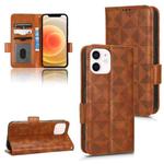 For iPhone 12 mini Symmetrical Triangle Leather Phone Case(Brown)