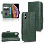 For iPhone XS Max Symmetrical Triangle Leather Phone Case(Green)