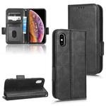 For iPhone XS / X Symmetrical Triangle Leather Phone Case(Black)