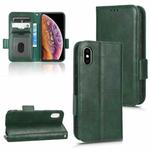 For iPhone XS / X Symmetrical Triangle Leather Phone Case(Green)