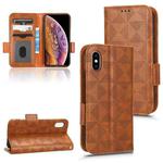 For iPhone XS / X Symmetrical Triangle Leather Phone Case(Brown)