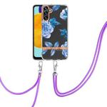 For Samsung Galaxy A54 5G Flowers and Plants Series IMD TPU Phone Case with Lanyard(Orchid Peony)