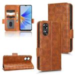 For OPPO A17 Symmetrical Triangle Leather Phone Case(Brown)
