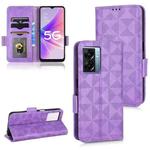 For OPPO A57 5G / A77 5G Symmetrical Triangle Leather Phone Case(Purple)