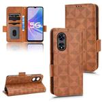 For OPPO A97 5G Symmetrical Triangle Leather Phone Case(Brown)