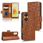 For OPPO Reno8 T 4G Symmetrical Triangle Leather Phone Case(Brown)