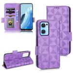For OPPO Reno7 5G / Find X5 Lite Symmetrical Triangle Leather Phone Case(Purple)
