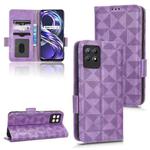 For Realme 8i Symmetrical Triangle Leather Phone Case(Purple)
