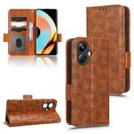For Realme 10 Pro+ Symmetrical Triangle Leather Phone Case(Brown)