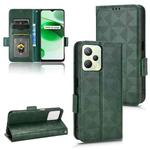 For Realme C35 Symmetrical Triangle Leather Phone Case(Green)