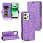 For Realme C35 Symmetrical Triangle Leather Phone Case(Purple)