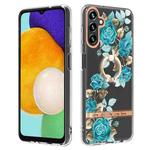 For Samsung Galaxy A54 5G Flowers and Plants Series IMD TPU Phone Case with Ring Holder(Blue Rose)