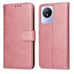 For vivo Y02 4G Classic Calf Texture Flip Leather Phone Case(Rose Gold)