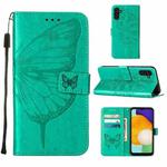 For Samsung Galaxy A34 5G Embossed Butterfly Leather Phone Case(Green)