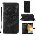 For Samsung Galaxy A34 5G Embossed Butterfly Leather Phone Case(Black)