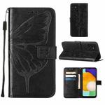 For Samsung Galaxy A54 5G Embossed Butterfly Leather Phone Case(Black)