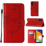 For Samsung Galaxy A54 5G Embossed Butterfly Leather Phone Case(Red)