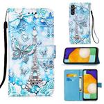 For Samsung Galaxy A34 5G Colored Drawing Pattern Plain Weave Leather Phone Case(Tower Butterfly)