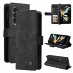 For Samsung Galaxy Z Fold4 5G Skin Feel Life Tree Metal Button Leather Phone Case(Black)