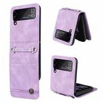 For Samsung Galaxy Z Flip3 5G Skin Feel Life Tree Metal Button Leather Phone Case(Purple)
