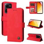 For vivo V25 5G/V25e 4G Skin Feel Life Tree Metal Button Leather Phone Case(Red)