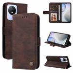 For vivo Y02 4G Skin Feel Life Tree Metal Button Leather Phone Case(Brown)