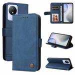 For vivo Y02 4G Skin Feel Life Tree Metal Button Leather Phone Case(Blue)