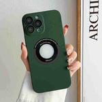 For iPhone 11 Pro Max Skin Feel CD Texture MagSafe Magnetic Phone Case(Dark Green)