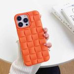 For iPhone 14 Plus 3D Cube Weave Texture Skin Feel Phone Case(Orange)