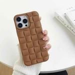 For iPhone 12 Pro Max 3D Cube Weave Texture Skin Feel Phone Case(Brown)
