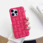 For iPhone 11 Pro Max 3D Cube Weave Texture Skin Feel Phone Case(Rose Red)