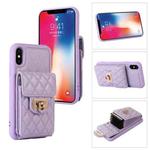 For iPhone XS Max Card Slot Leather Phone Case(Purple)