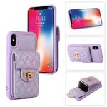 For iPhone XS / X Card Slot Leather Phone Case(Purple)