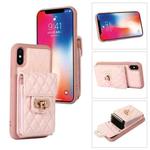 For iPhone XS / X Card Slot Leather Phone Case(Pink)