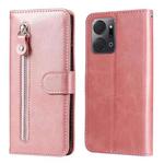 For Honor X7a Calf Texture Zipper Leather Phone Case(Rose Gold)