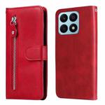 For Honor X8a Calf Texture Zipper Leather Phone Case(Red)